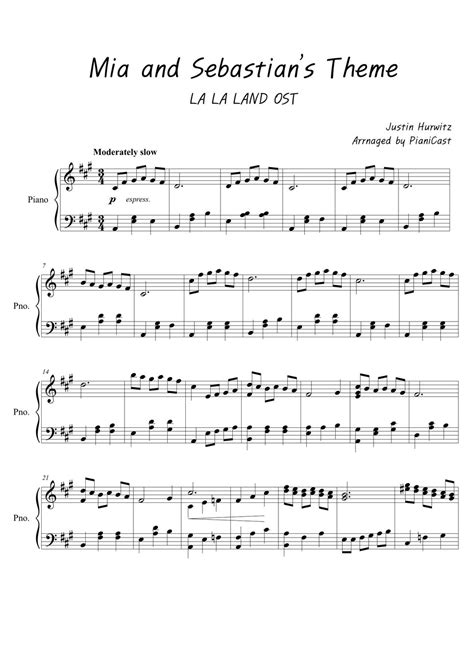 Mia And Sebastian's Theme (from La La Land) sheet .